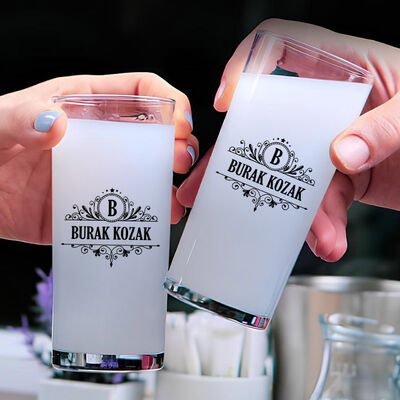 Erkek Sevgiliye Hediye Tasarım İkili Rakı Bardağı - 1