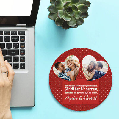 Erkek Sevgiliye Hediye Yuvarlak Mousepad - 4