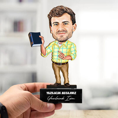 Erkek Sınıf Öğretmeni Karikatürlü Biblo - 1