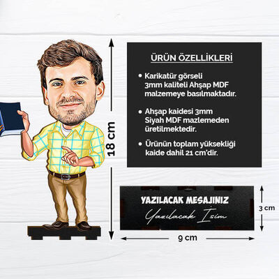 Erkek Sınıf Öğretmeni Karikatürlü Biblo - 2