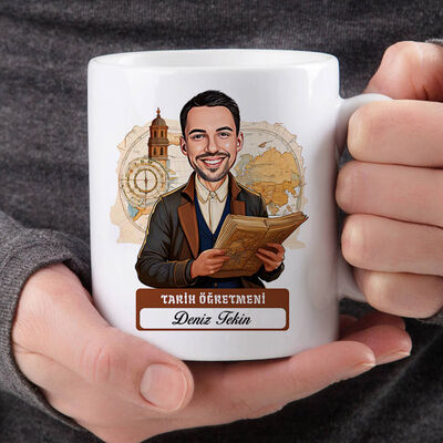 Erkek Tarih Öğretmeni Karikatürlü Bardak - 2