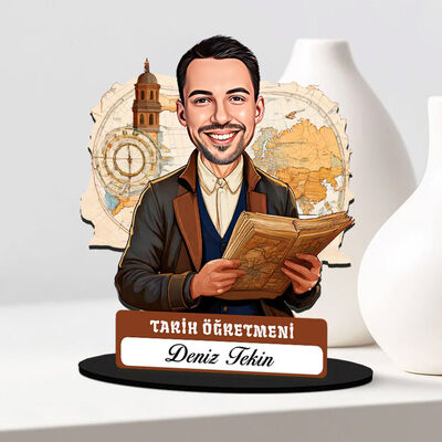 Erkek Tarih Öğretmeni Karikatürlü Biblo - 1