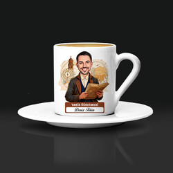 Erkek Tarih Öğretmeni Karikatürlü Kahve Fincanı