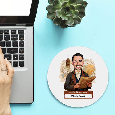 Erkek Tarih Öğretmeni Temalı Karikatürlü Mousepad - 1