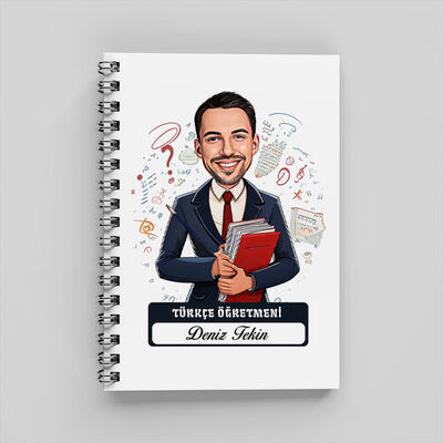Erkek Türkçe Öğretmeni Karikatürlü Defter - 1