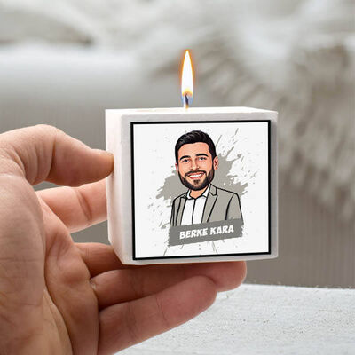 Erkekler İçin Kişiye Özel Karikatürlü Beton Mum - 1