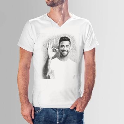 Erkeklere Özel Karakalem Efektli Tişört - 1