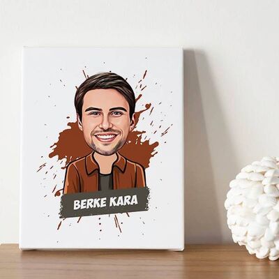 Erkeklere Özel Karikatürlü Tasarım Kanvas - 1