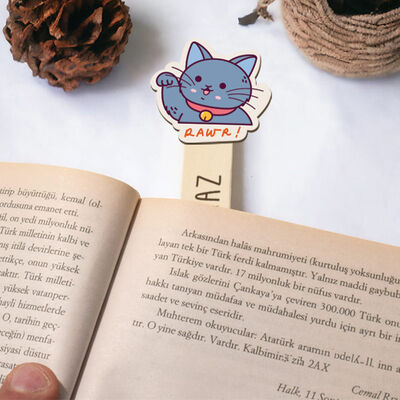 Ev Kedisi İsimli Ahşap Kitap Okuma Ayracı - 2