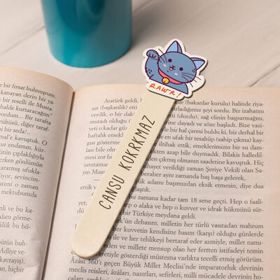 Ev Kedisi İsimli Ahşap Kitap Okuma Ayracı - 1
