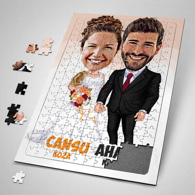 Evlendik Mutluyuz Karikatürlü Puzzle - 1