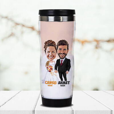 Evlilik Hayali Karikatürlü Termos Bardak - 1