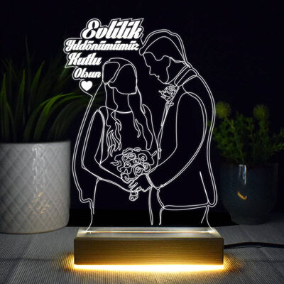 Evlilik Yıldönümü Hediyesi 3d Led Lamba - 1