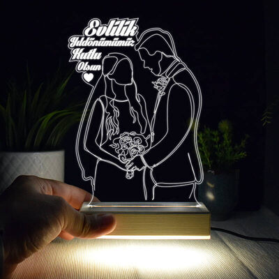 Evlilik Yıldönümü Hediyesi 3d Led Lamba - 2