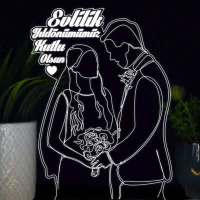 Evlilik Yıldönümü Hediyesi 3d Led Lamba - 3