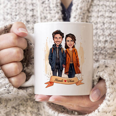 Eylül Ayında Aşk Karikatürlü Kupa Bardak - 1