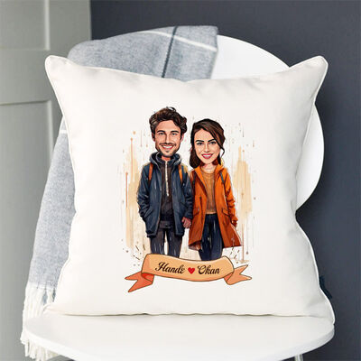 Eylül Ayında Aşk Karikatürlü Yastık - 1