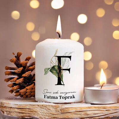 F Harfli Kişiye Özel Mum - 1