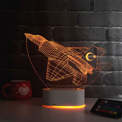 F16 Savaş Uçağı Tasarımlı 3D LED Lamba - 1