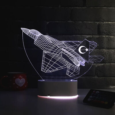 F16 Savaş Uçağı Tasarımlı 3D LED Lamba - 2