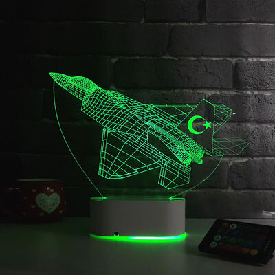 F16 Savaş Uçağı Tasarımlı 3D LED Lamba - 3