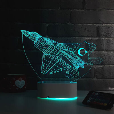 F16 Savaş Uçağı Tasarımlı 3D LED Lamba - 4