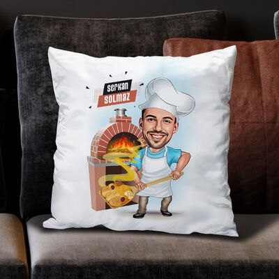 Fırıncı Erkek Karikatürlü Yastık - 1