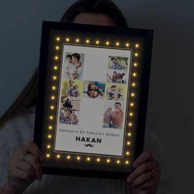 Fotoğraf Harfli Babaya Hediye Işıklı Çerçeve - 3