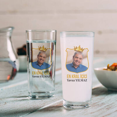 Fotoğraflı Kral Tacı 2li Rakı Bardağı - 1