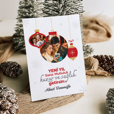 Fotoğraflı Yılbaşı Süsleri Kartpostal - 1