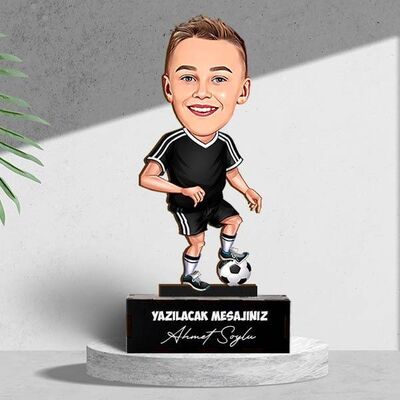 Futbol Aşığı Çocuk Karikatürlü Biblo - 1