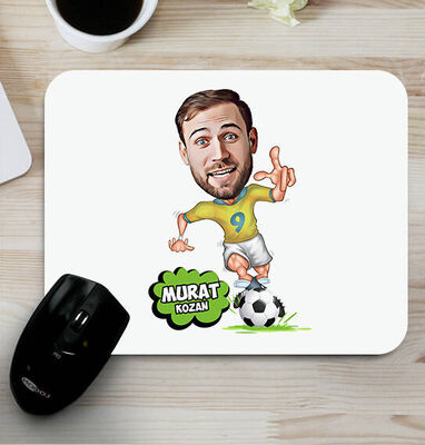 Futbol Oyuncusu Karikatürlü Mouse Pad - 1