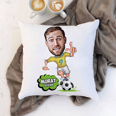 Futbol Oyuncusu Karikatürlü Yastık - 1