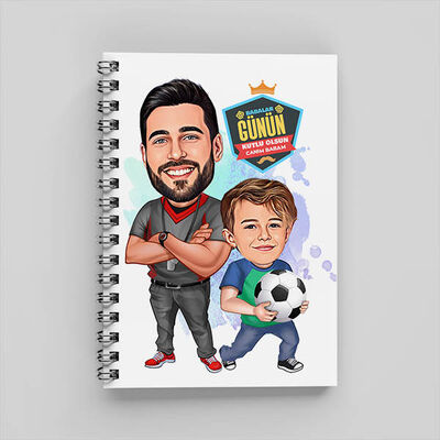 Futbol Sever Baba ve Oğlu Karikatürlü Defter - 1