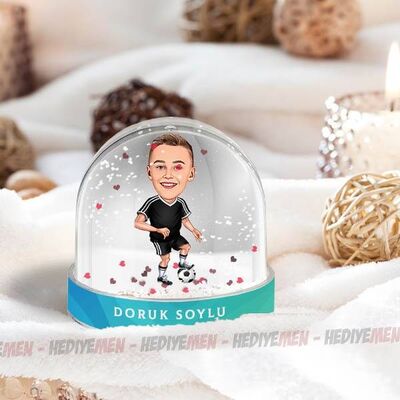 Futbol Sever Çocuk Karikatürlü Kar Küresi - 1