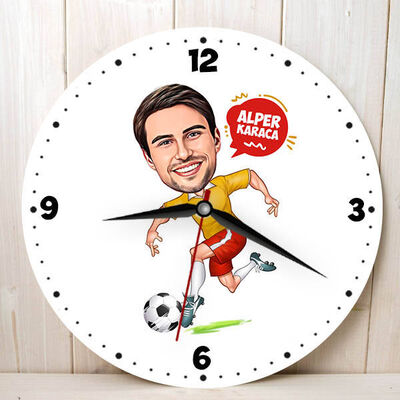 Futbol Sever Erkek Karikatürlü Duvar Saati - 1