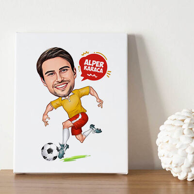 Futbol Sever Erkek Karikatürlü Kanvas Tablo - 1