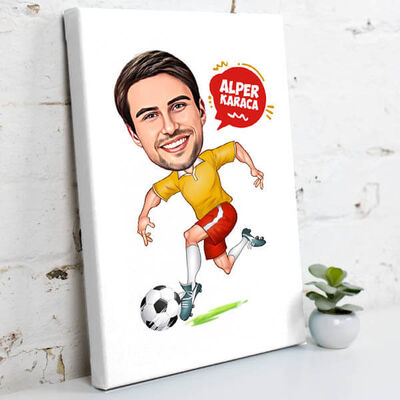 Futbol Sever Erkek Karikatürlü Kanvas Tablo - 2