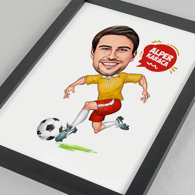 Futbol Sever Erkek Karikatürlü Resim Çerçevesi - 1