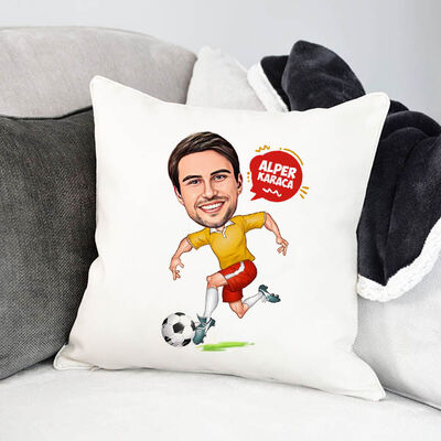 Futbol Sever Erkek Karikatürlü Yastık - 1