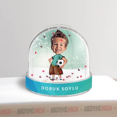 Futbolcu Çocuk Karikatürlü Kar Küresi - 2
