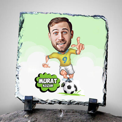 Futbolcu Karikatürlü Dekoratif Taş - 1