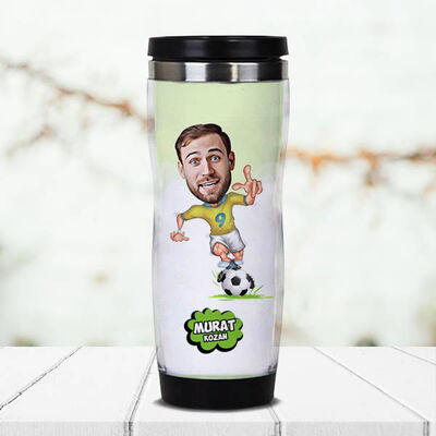 Futbolcu Karikatürlü Termos Bardak - 1
