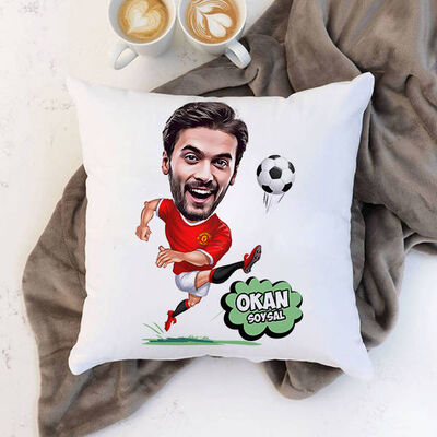 Futbolcu Karikatürlü Yastık - 1