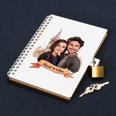 Galata Kulesi ve Aşkımız Karikatürlü Kilitli Defter - 1