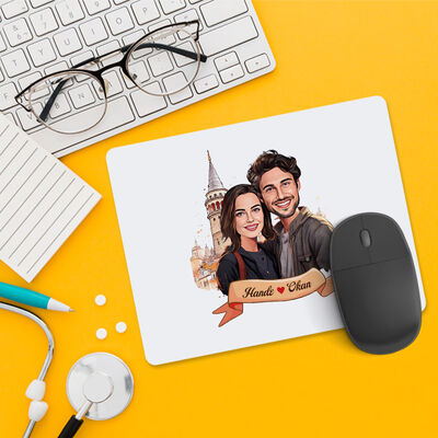 Galata Kulesi ve Aşkımız Karikatürlü Mousepad - 1