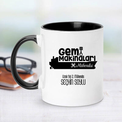 Gemi Makine Mühendisi İçin Siyah Kupa Bardak - 1