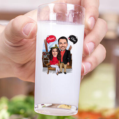 Gemici Çift Karikatürlü İkili Rakı Bardağı Seti - 3