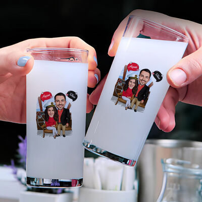 Gemici Çift Karikatürlü İkili Rakı Bardağı Seti - 1