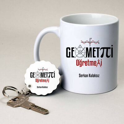 Geometri Öğretmenine Hediye Kupa ve Anahtarlık - 1